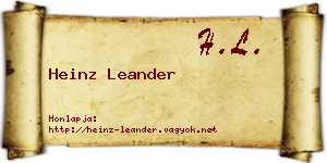 Heinz Leander névjegykártya